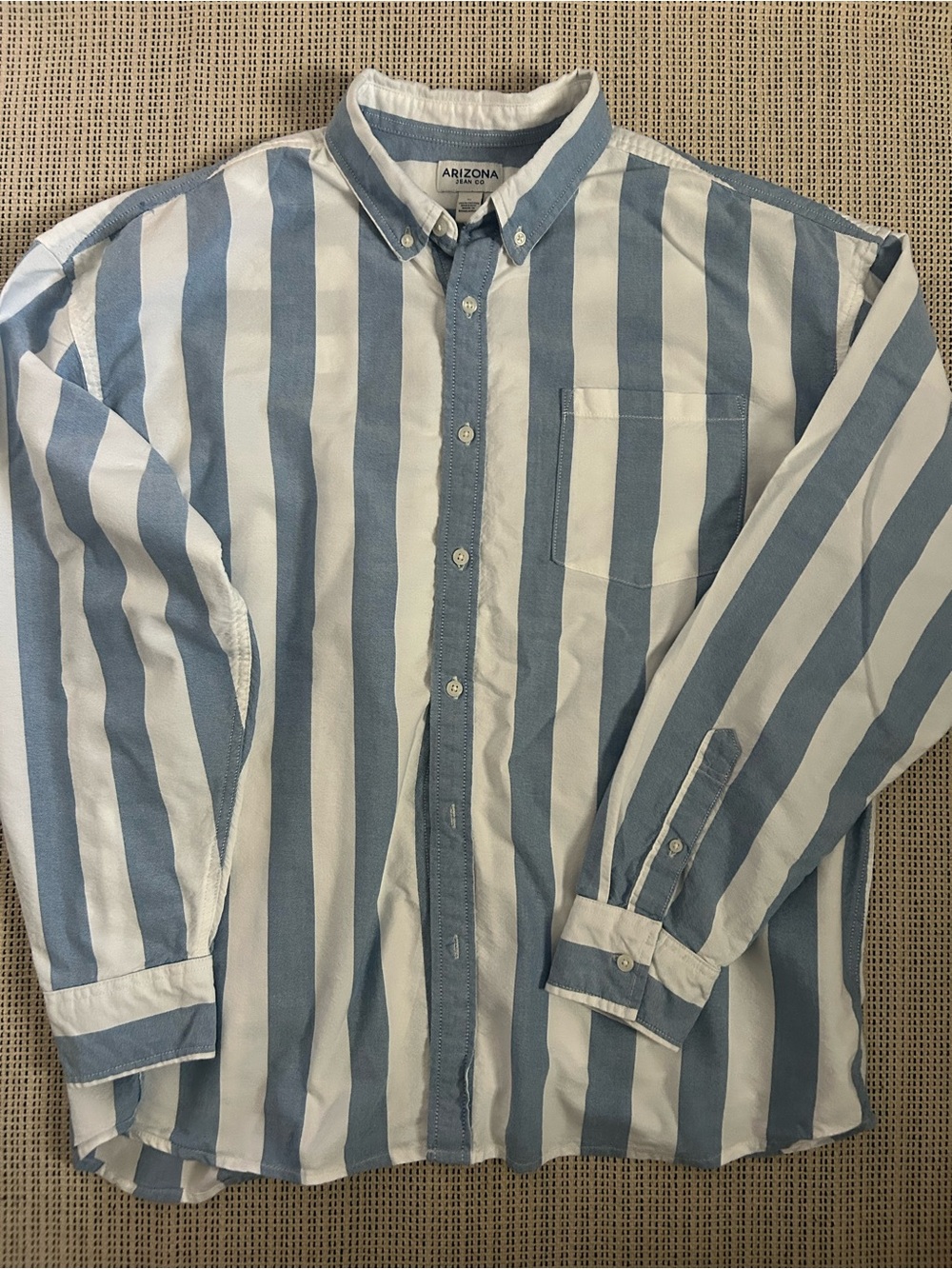 Arizona Jean Company Blue & White Vertical Stripe Button-Down Shirt